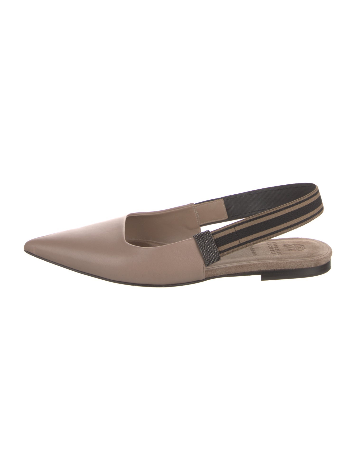 Brunello Cucinelli Monili Leather Slingback Flats