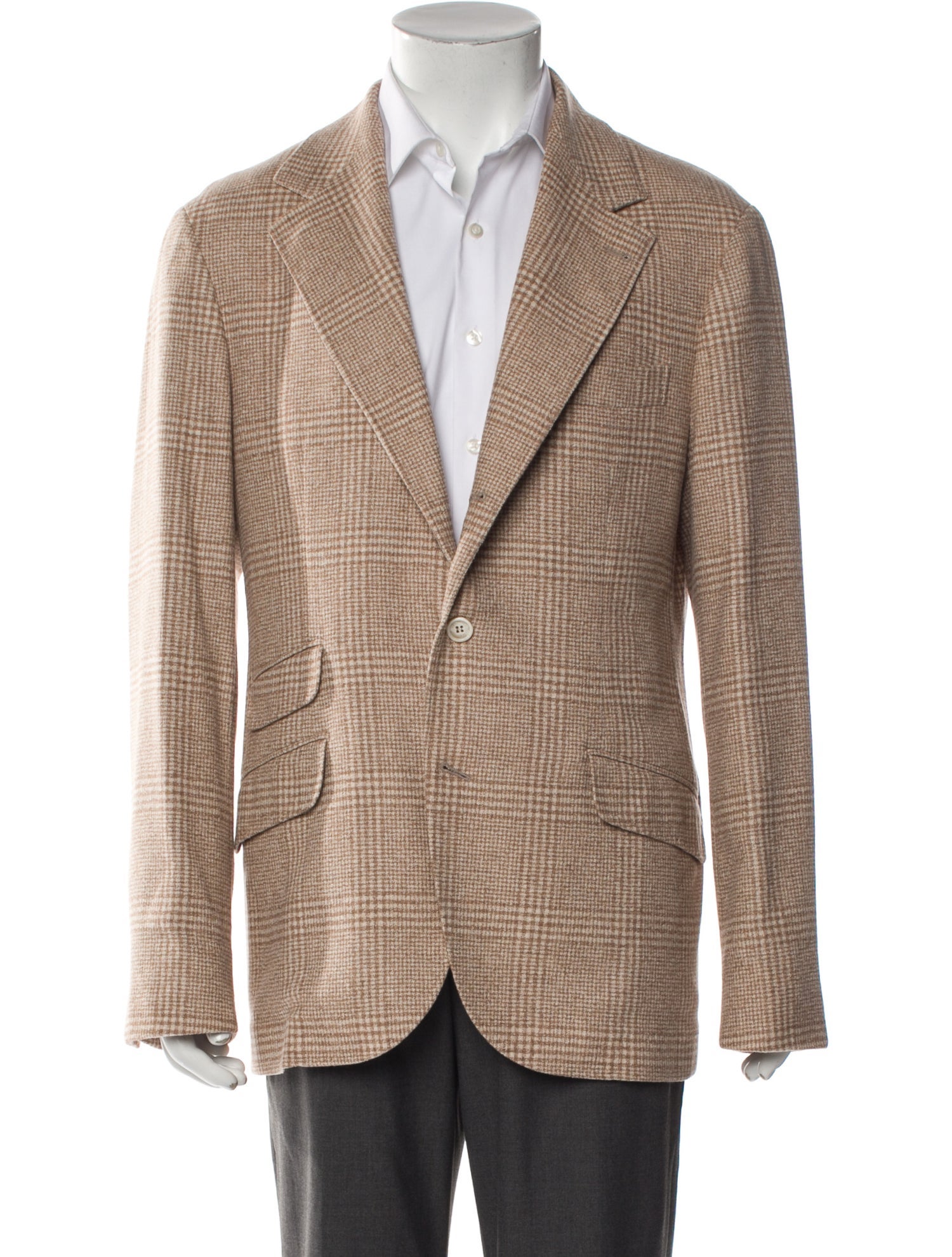 Brunello Cucinelli Wool Plaid Print Blazer