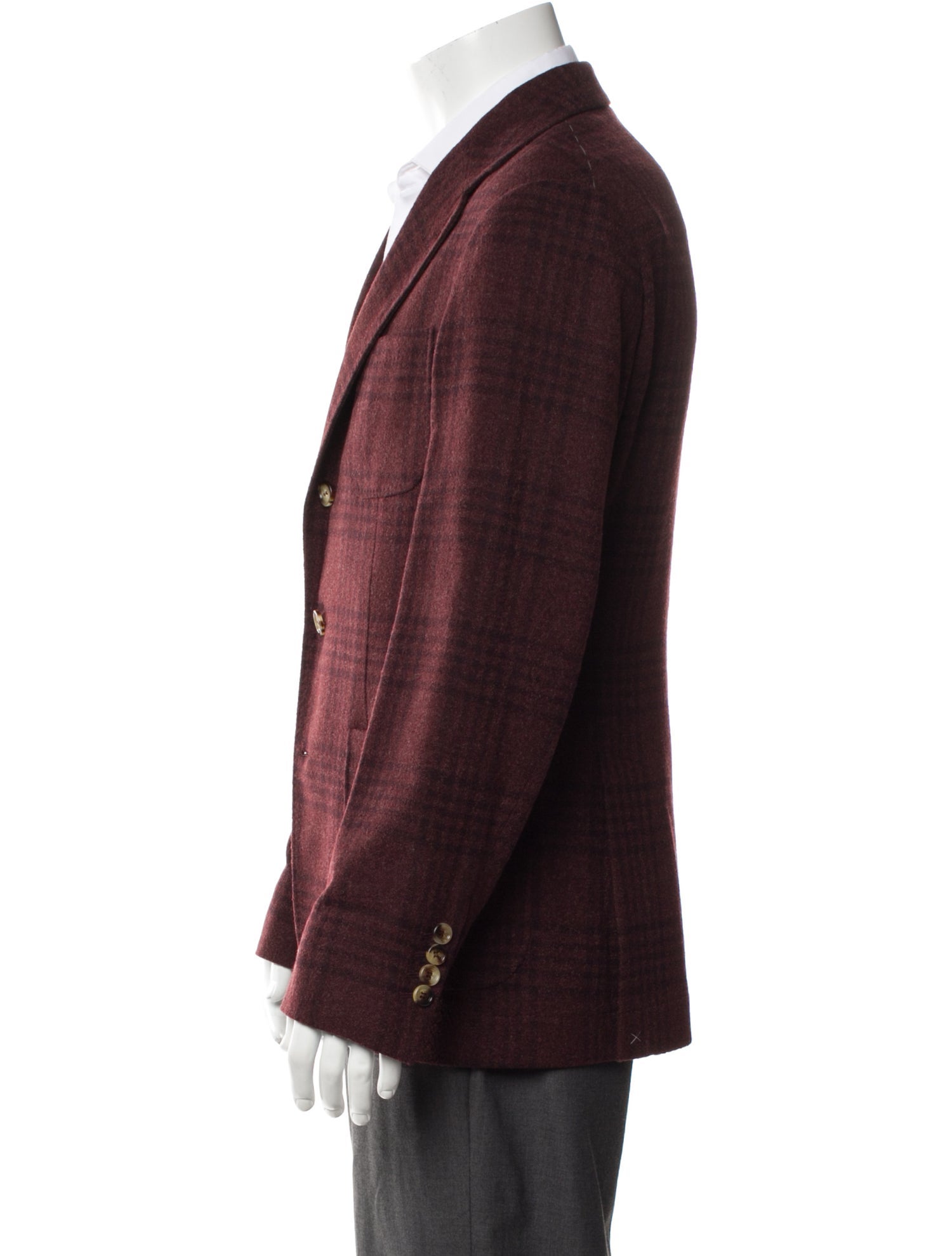 Brunello Cucinelli Wool Plaid Print Blazer