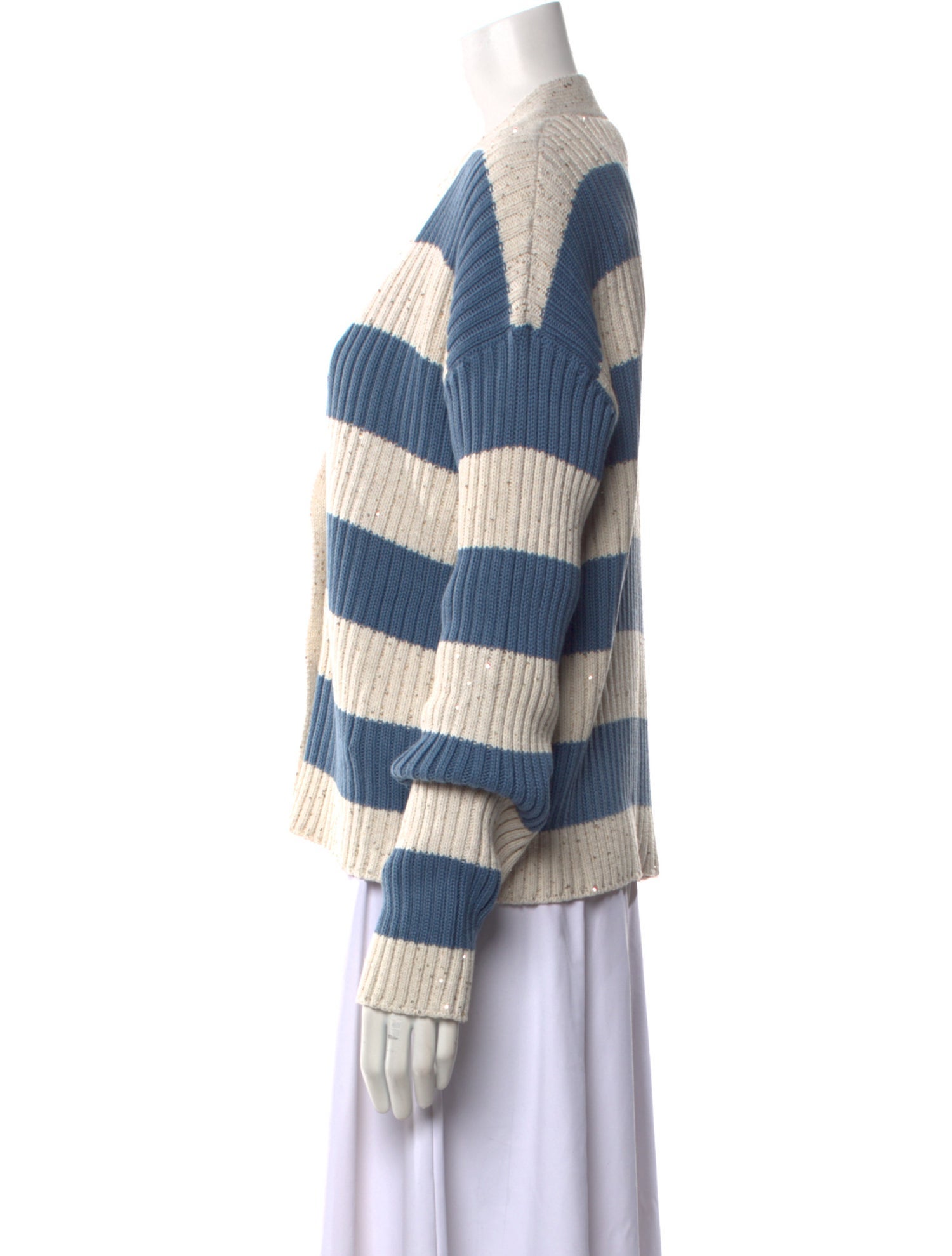 Brunello Cucinelli Striped V-Neck Sweater w/ Tags