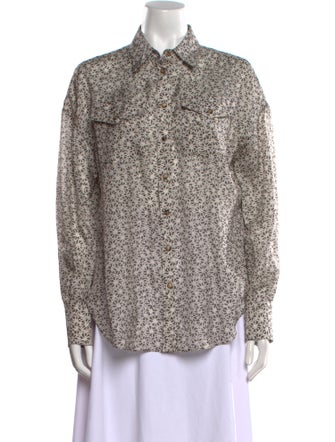 Brunello Cucinelli Silk Floral Print Button-Up Top
