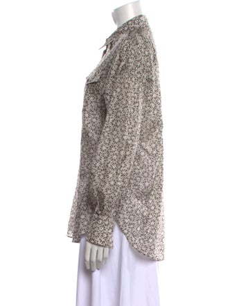 Brunello Cucinelli Silk Floral Print Button-Up Top