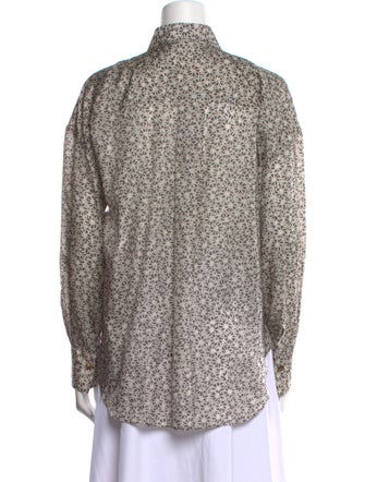 Brunello Cucinelli Silk Floral Print Button-Up Top