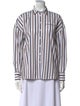 Brunello Cucinelli Striped Long Sleeve Button-Up Top