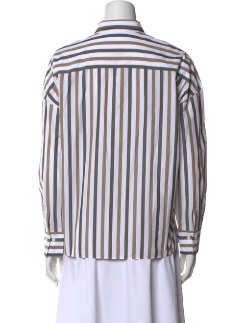Brunello Cucinelli Striped Long Sleeve Button-Up Top