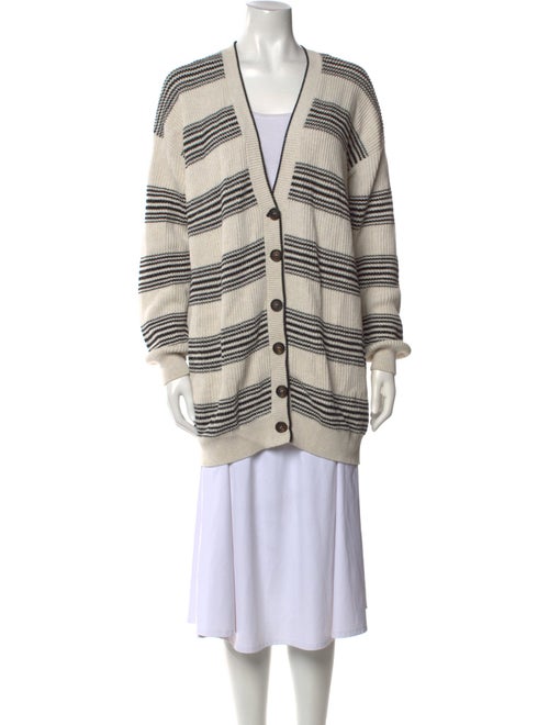 Brunello Cucinelli Striped V-Neck Sweater