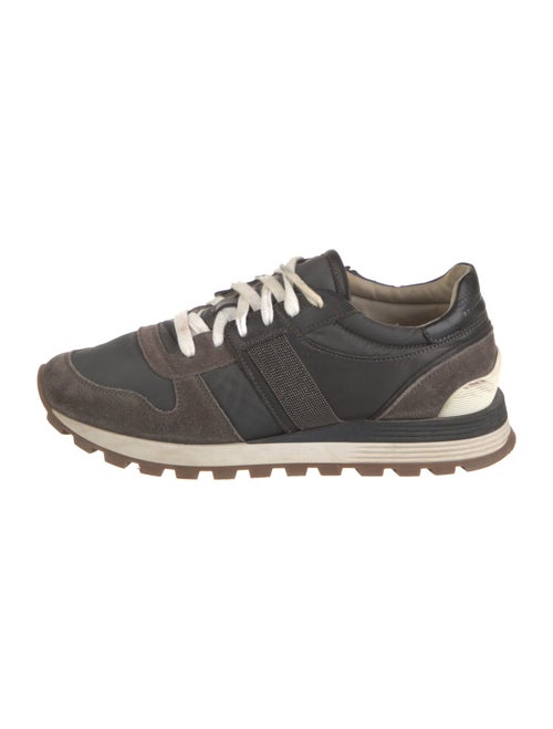 Brunello Cucinelli Suede Colorblock Pattern Athletic Sneakers