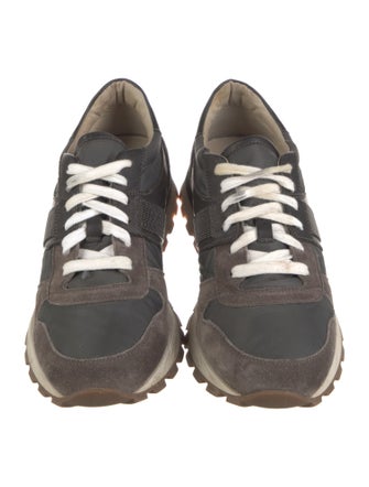 Brunello Cucinelli Suede Colorblock Pattern Athletic Sneakers