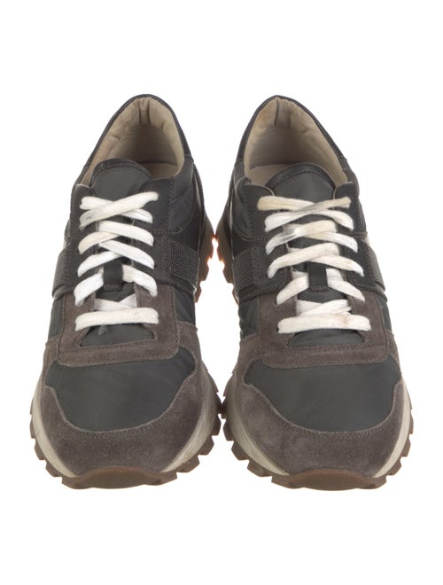 Brunello Cucinelli Suede Colorblock Pattern Athletic Sneakers