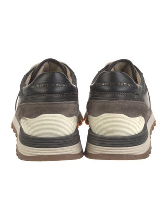 Brunello Cucinelli Suede Colorblock Pattern Athletic Sneakers