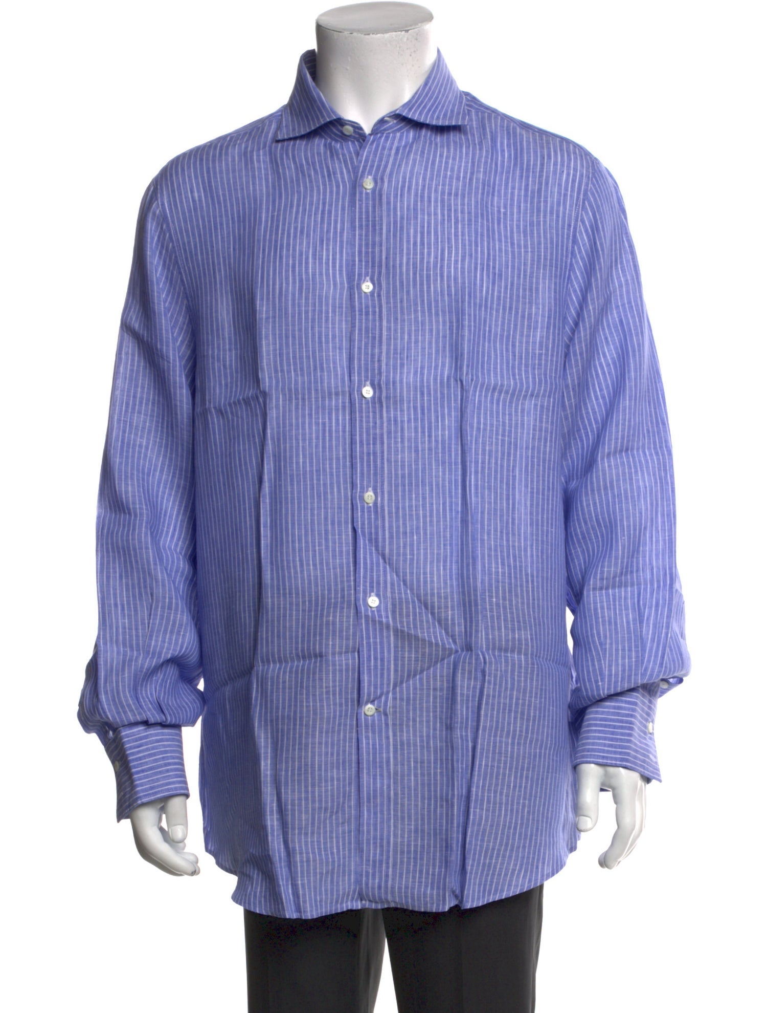 Brunello Cucinelli Linen Striped Dress Shirt