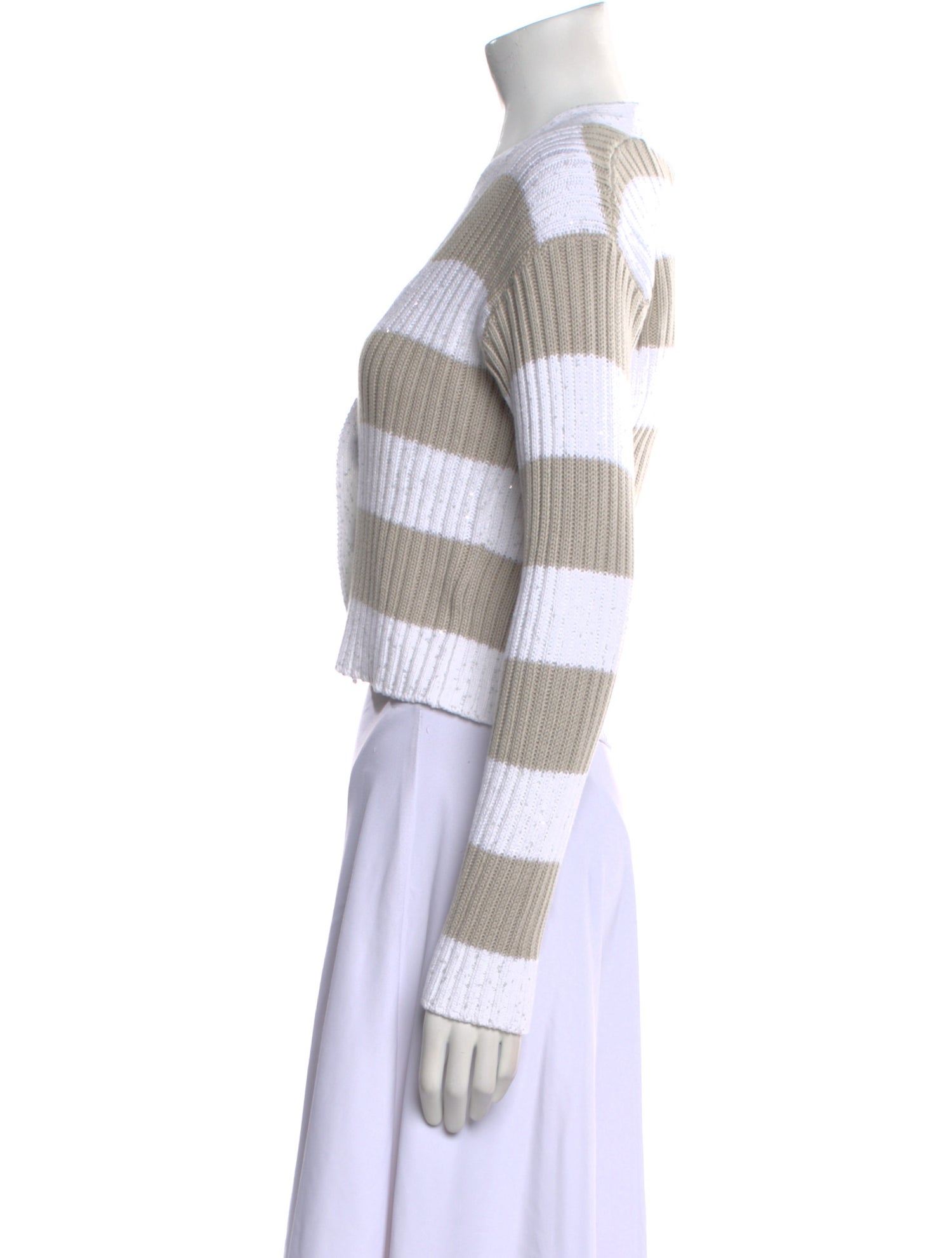 Brunello Cucinelli Striped V-Neck Sweater w/ Tags
