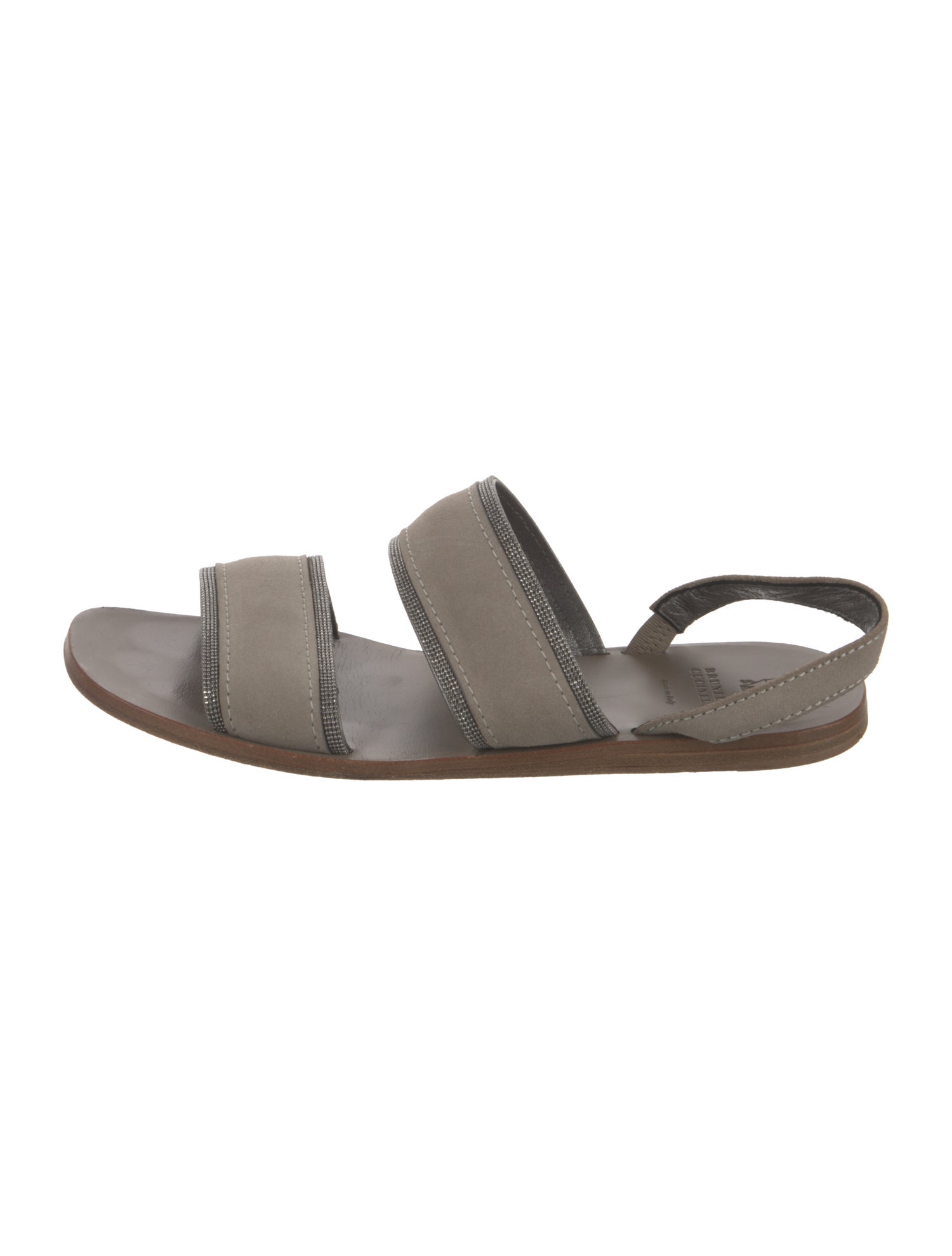 Brunello Cucinelli Monili Suede Slingback Sandals