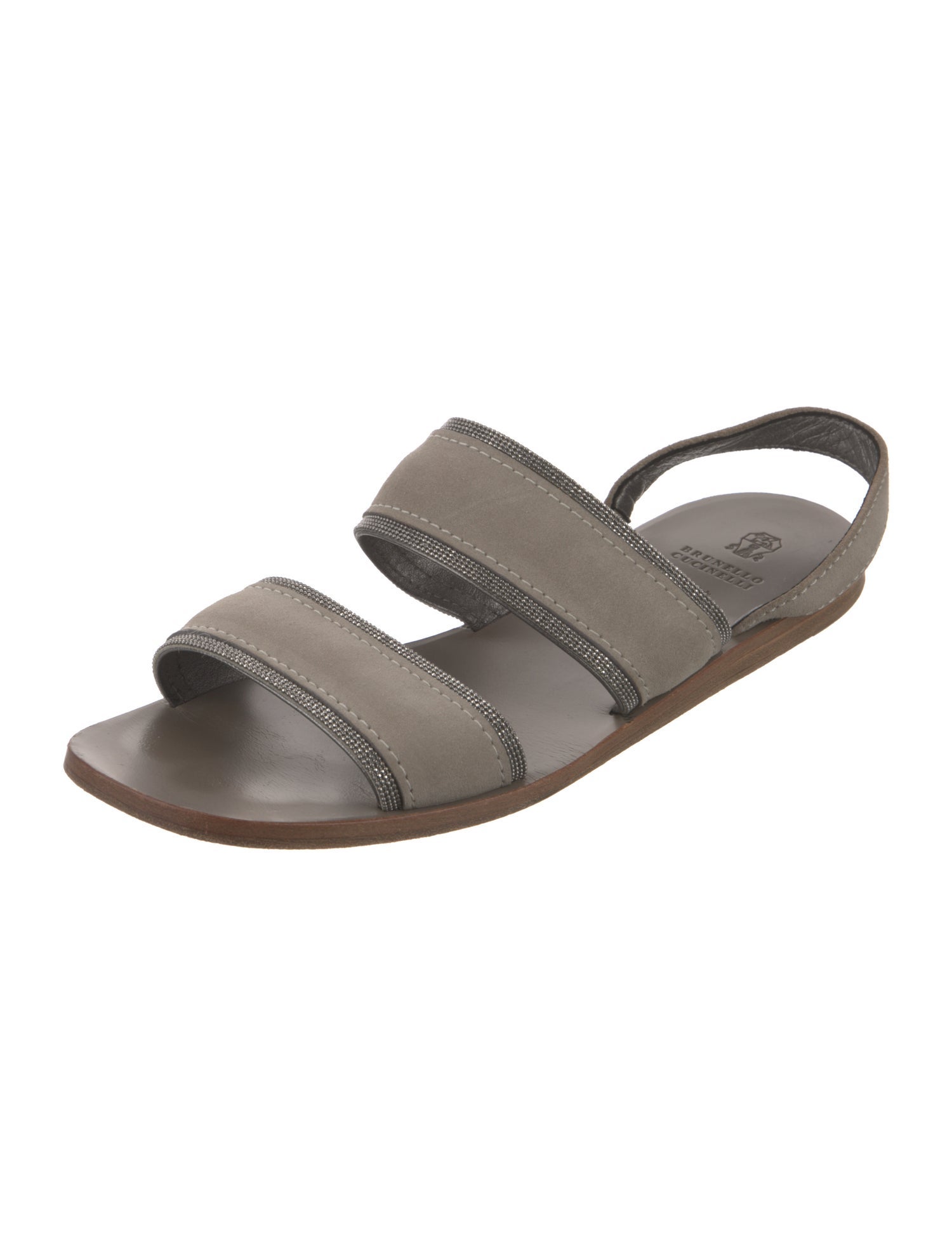 Brunello Cucinelli Monili Suede Slingback Sandals