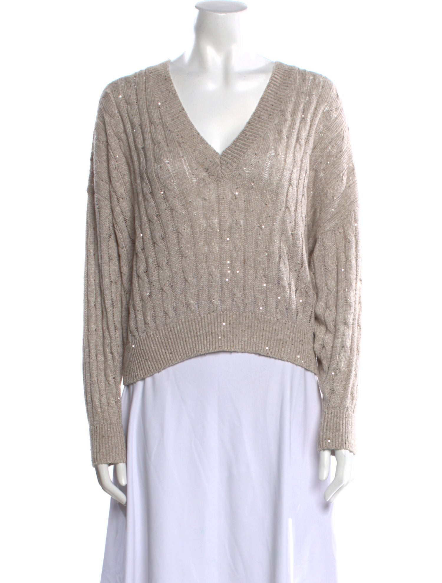 Brunello Cucinelli Linen V-Neck Sweater