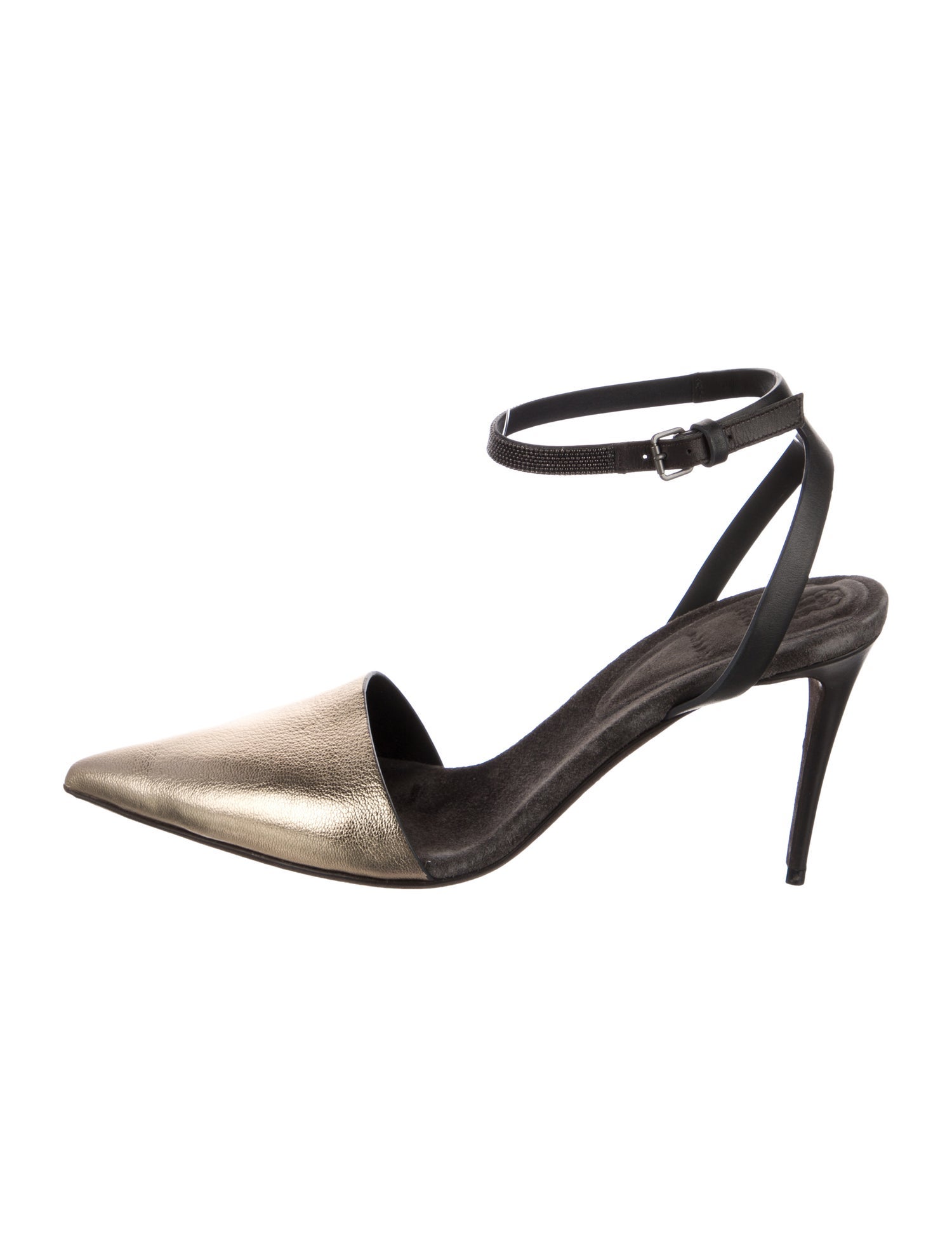 Brunello Cucinelli Monili Leather Slingback Pumps