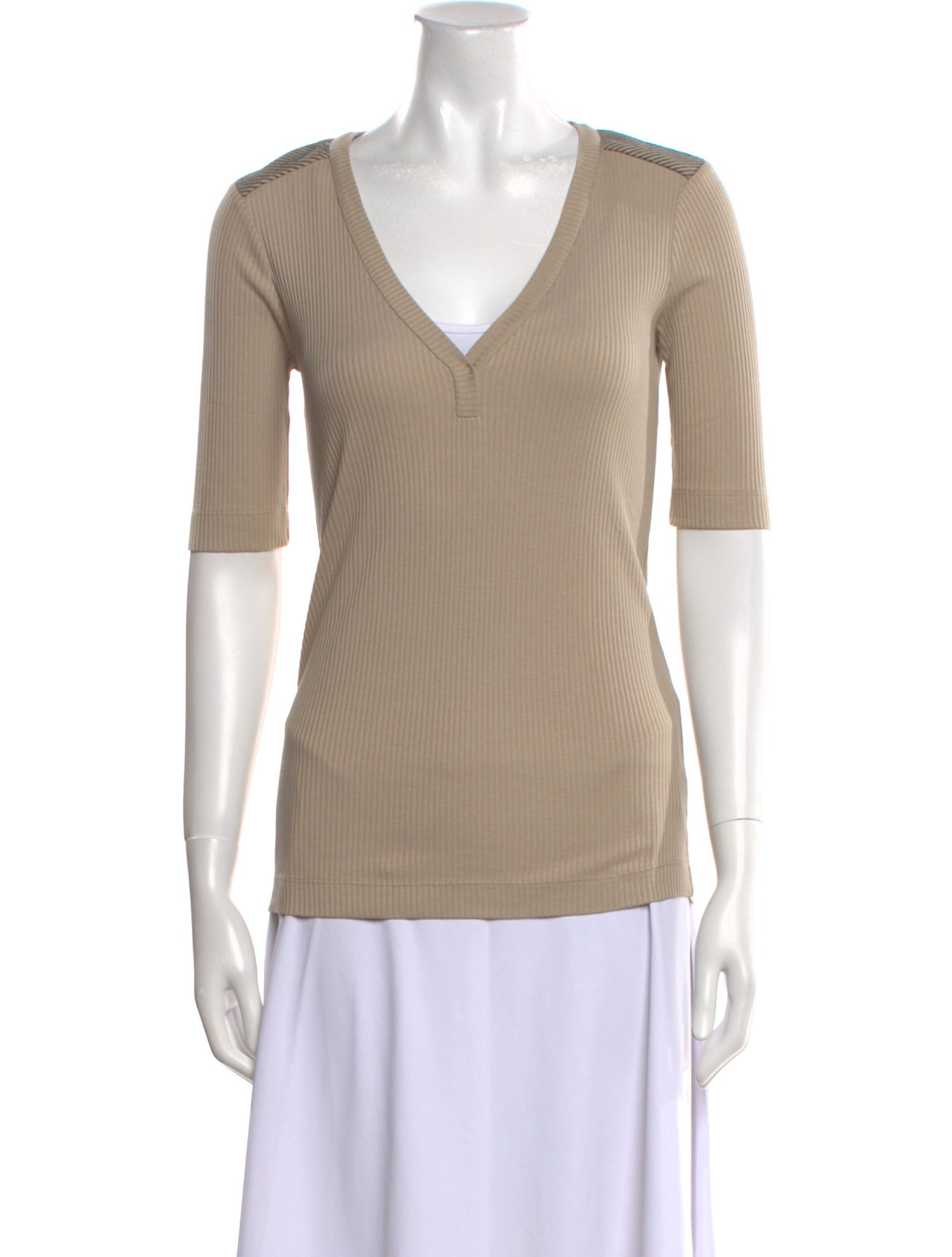 Brunello Cucinelli V-Neck Three-Quarter Sleeve Top w/ Tags