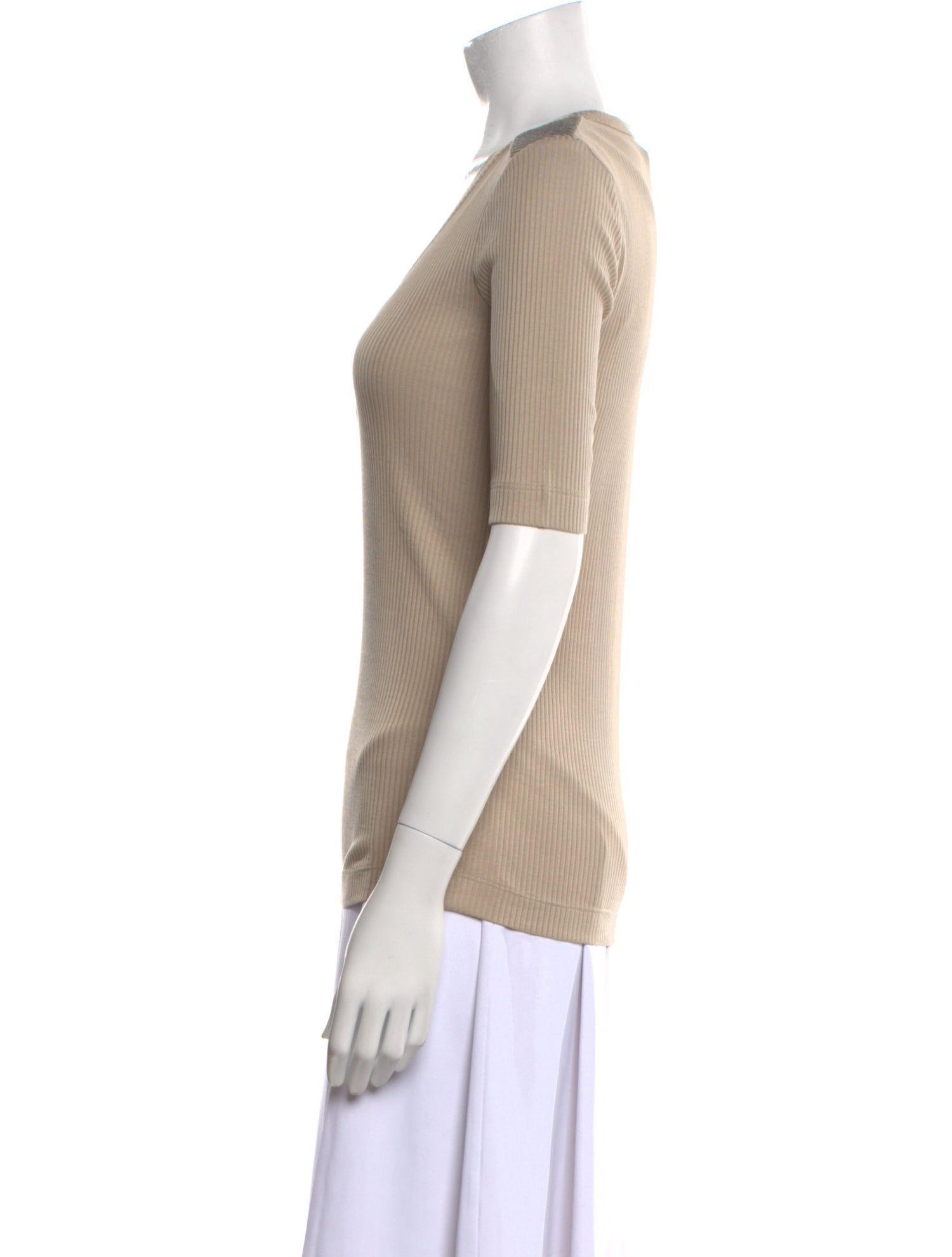Brunello Cucinelli V-Neck Three-Quarter Sleeve Top w/ Tags