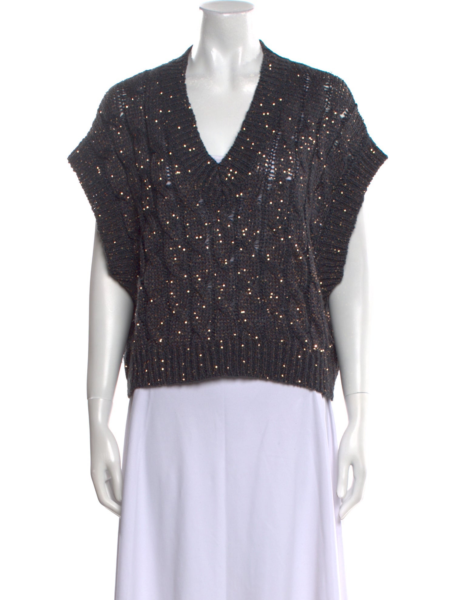 Brunello Cucinelli Printed V-Neck Sweater w/ Tags