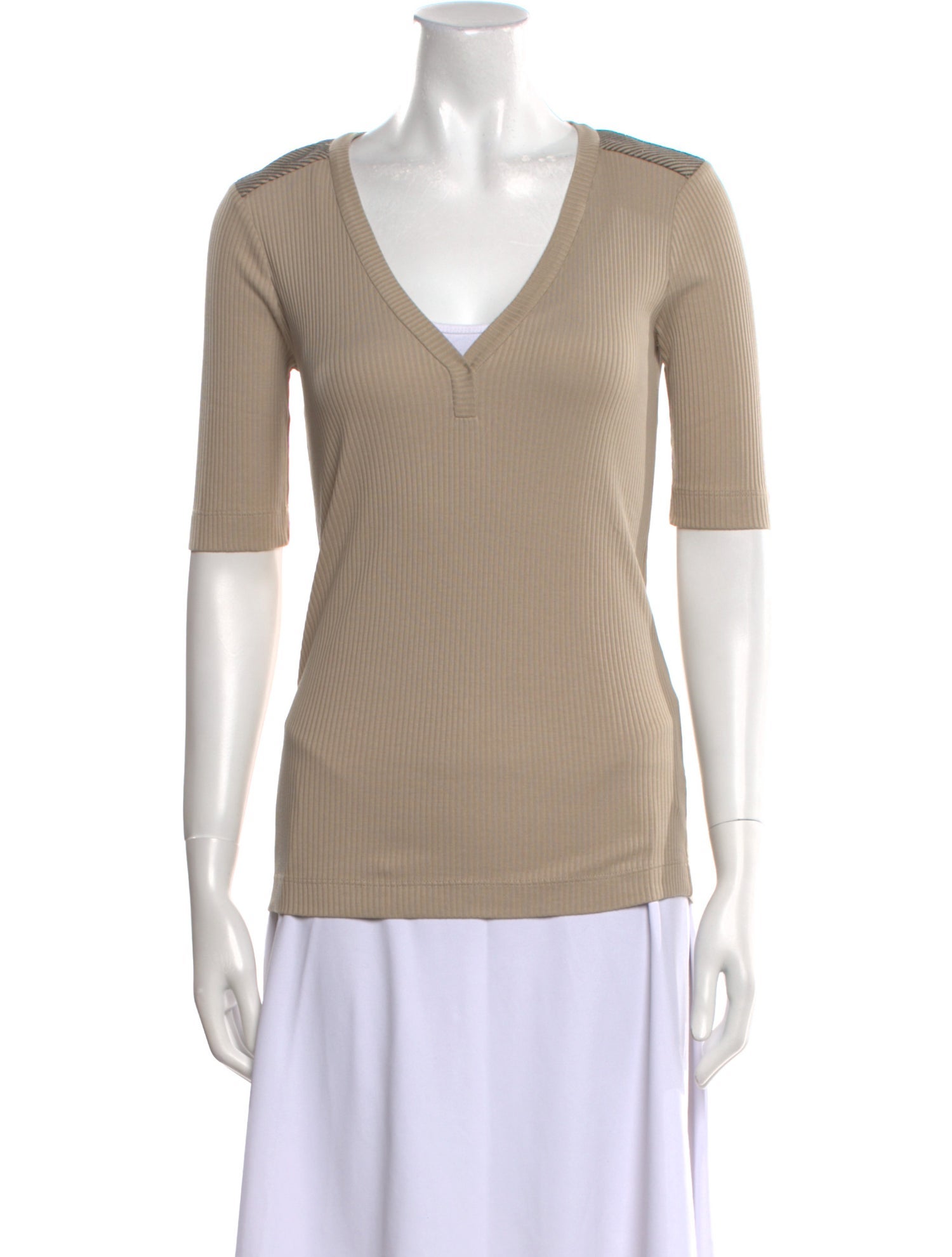 Brunello Cucinelli V-Neck Three-Quarter Sleeve Top w/ Tags
