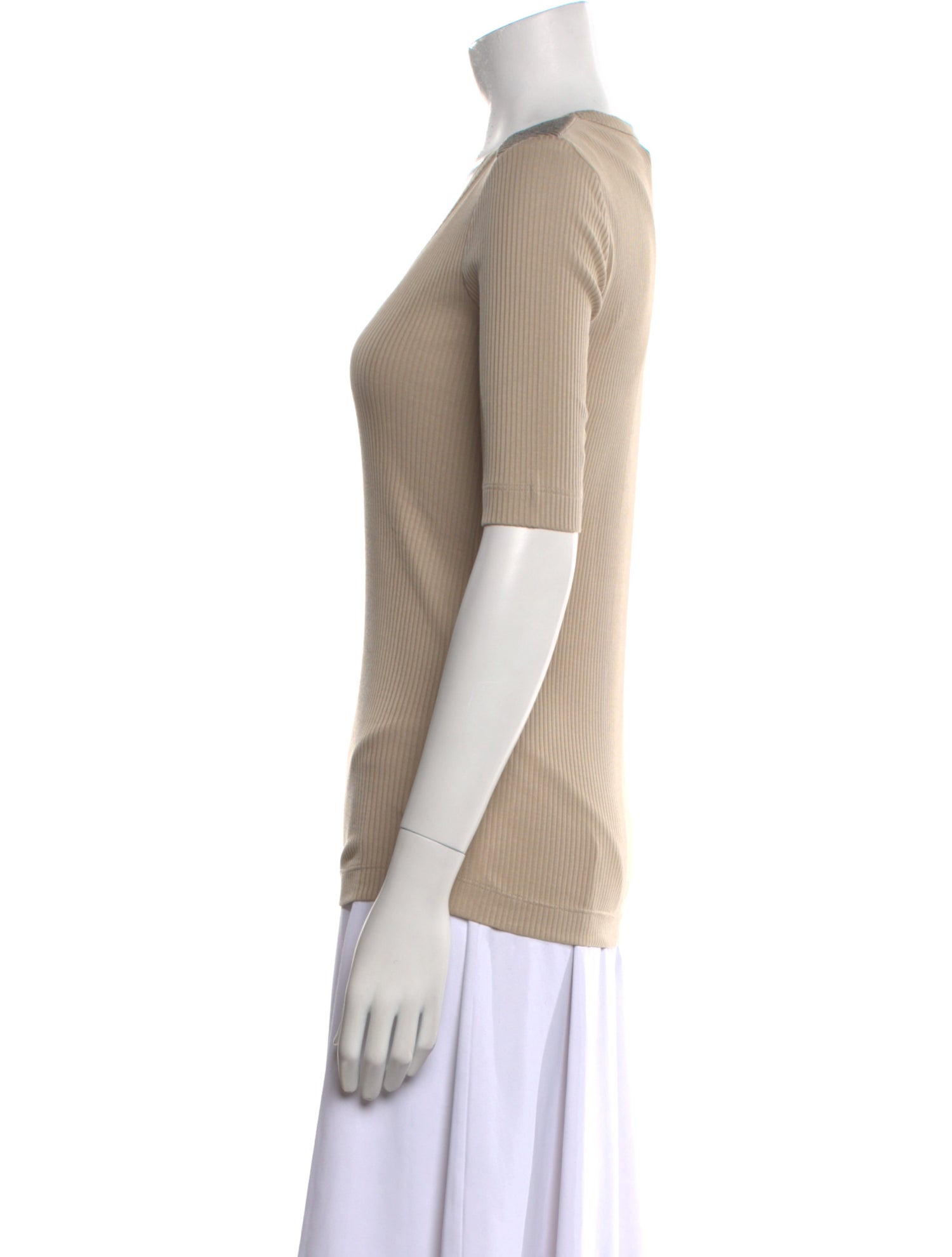Brunello Cucinelli V-Neck Three-Quarter Sleeve Top w/ Tags