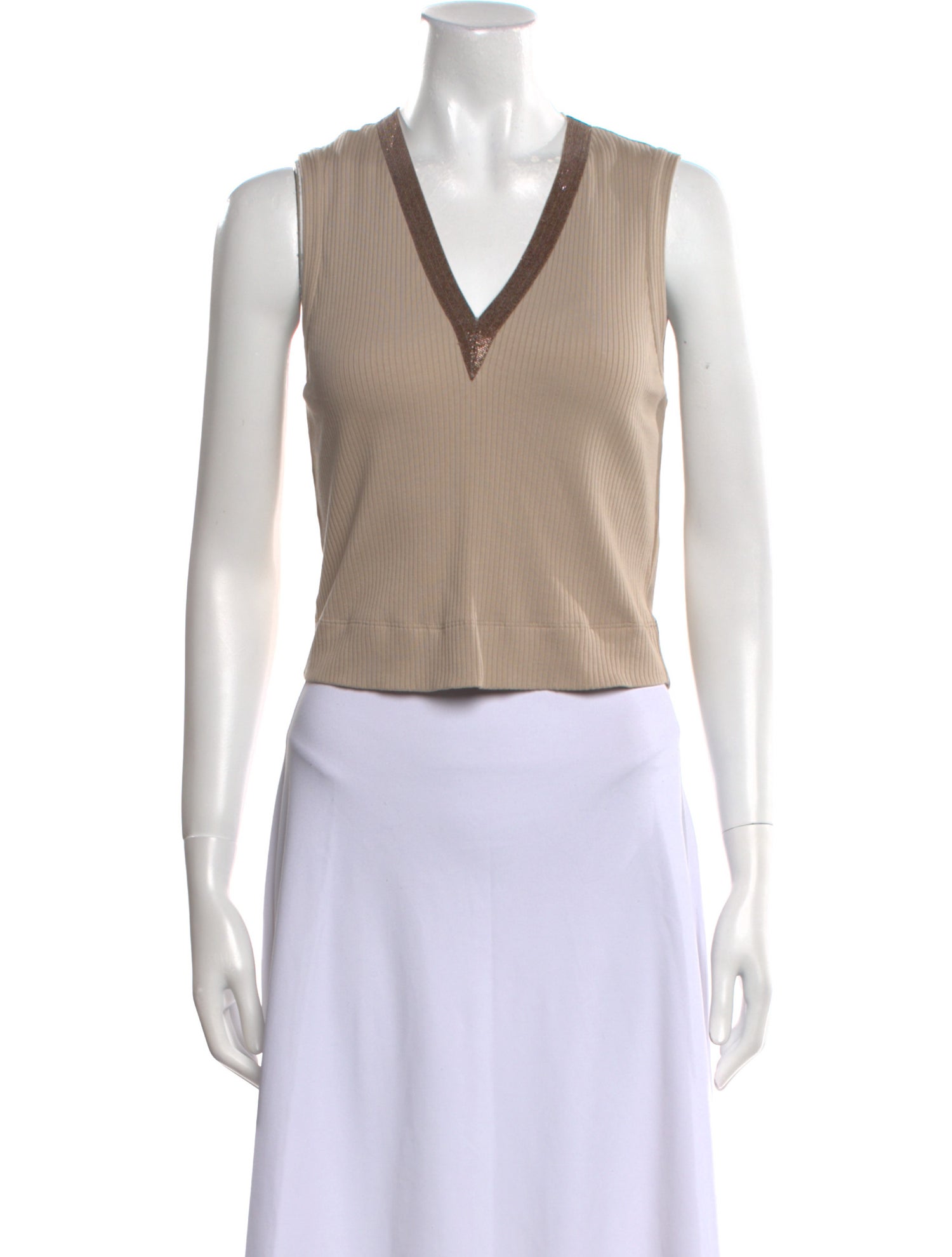 Brunello Cucinelli V-Neck Sleeveless Crop Top w/ Tags