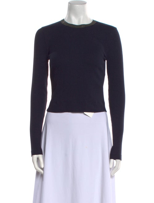 Brunello Cucinelli Crew Neck Long Sleeve Crop Top