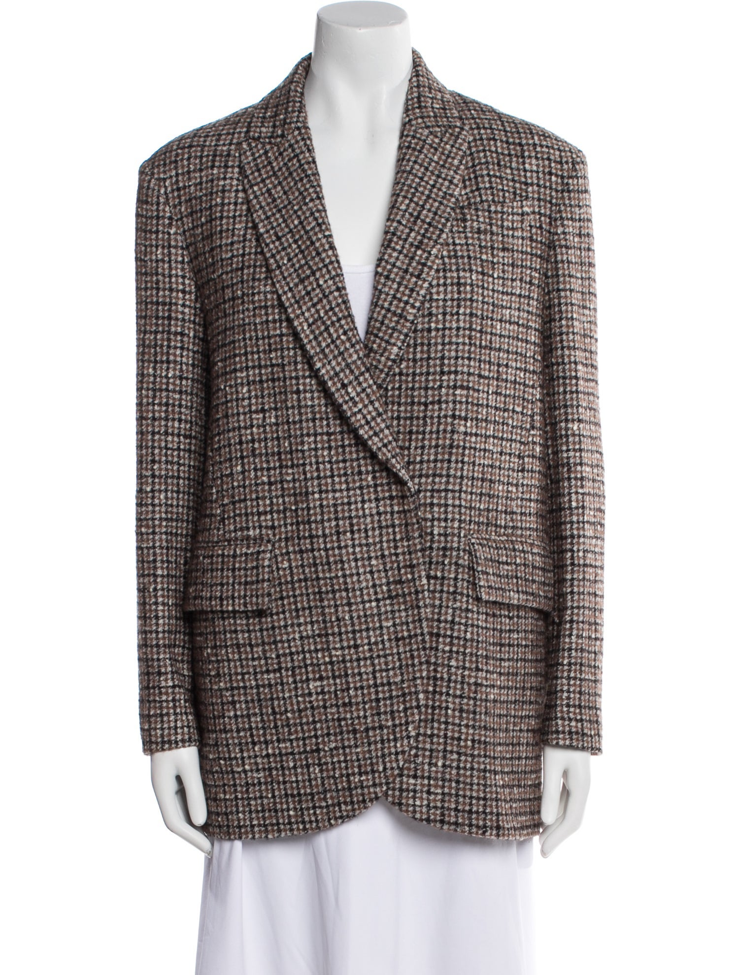 Brunello Cucinelli Wool Houndstooth Print Blazer