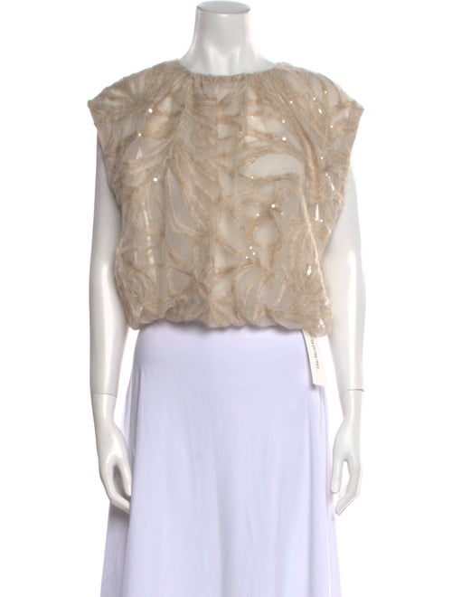 Brunello Cucinelli Silk Scoop Neck Crop Top