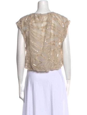 Brunello Cucinelli Silk Scoop Neck Crop Top