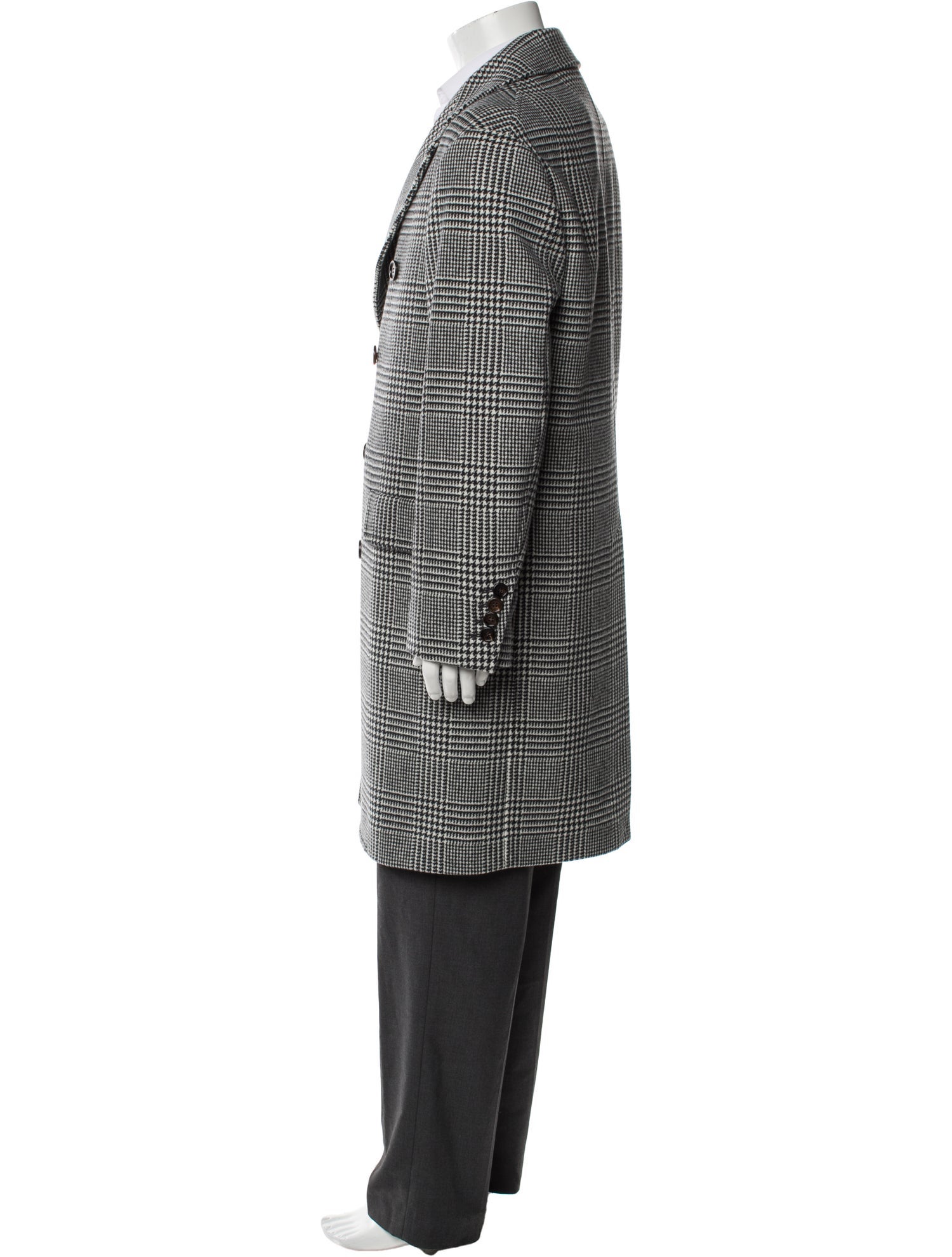 Brunello Cucinelli Virgin Wool Houndstooth Print Peacoat w/ Tags