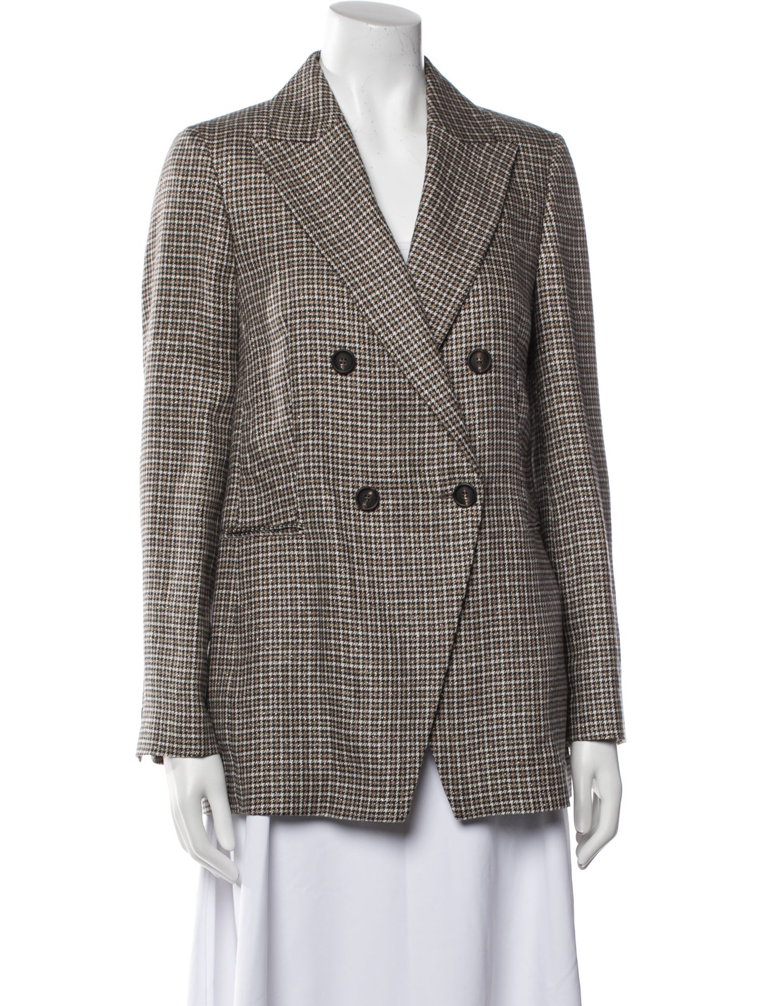 Brunello Cucinelli Linen Plaid Print Blazer w/ Tags