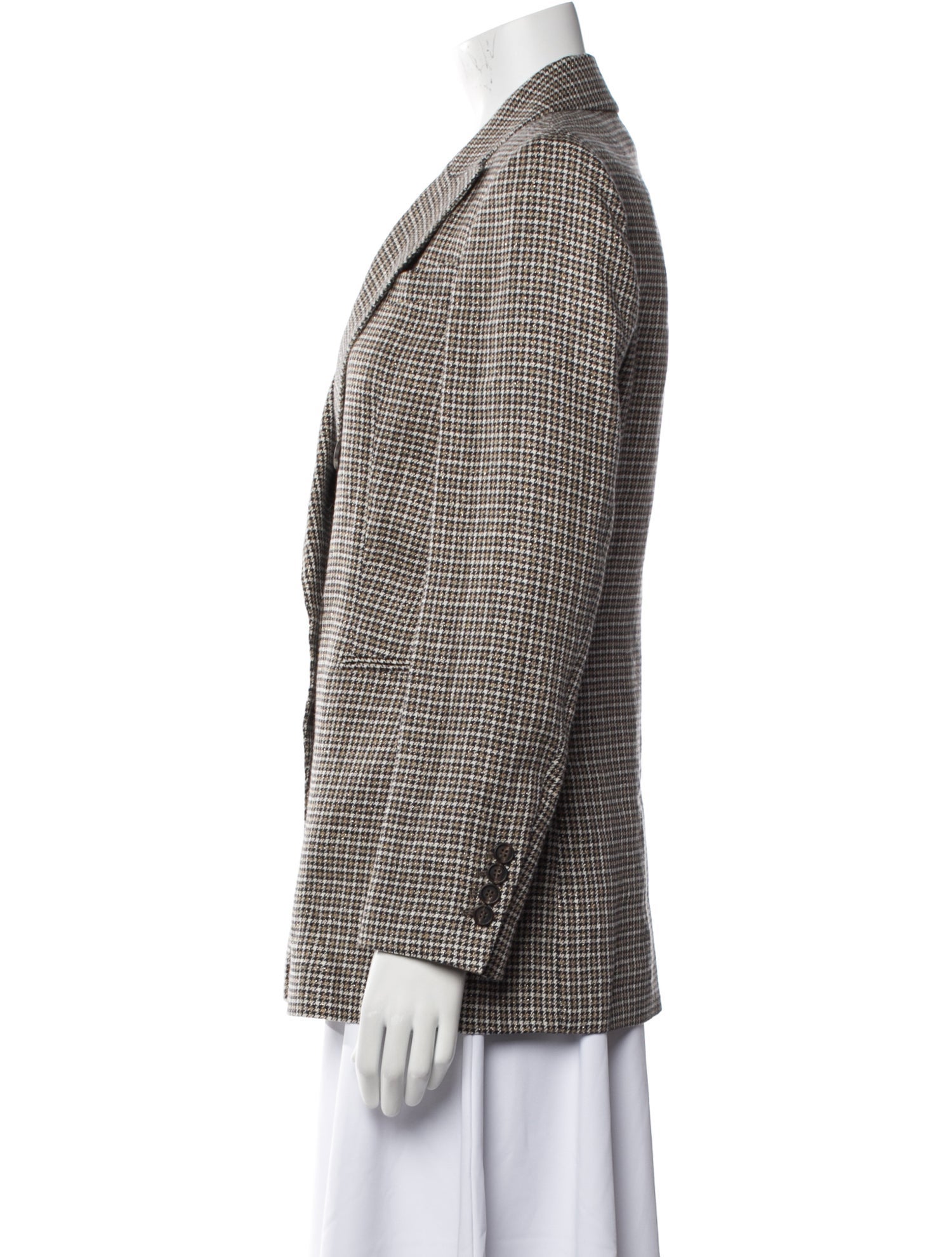 Brunello Cucinelli Linen Houndstooth Print Blazer w/ Tags