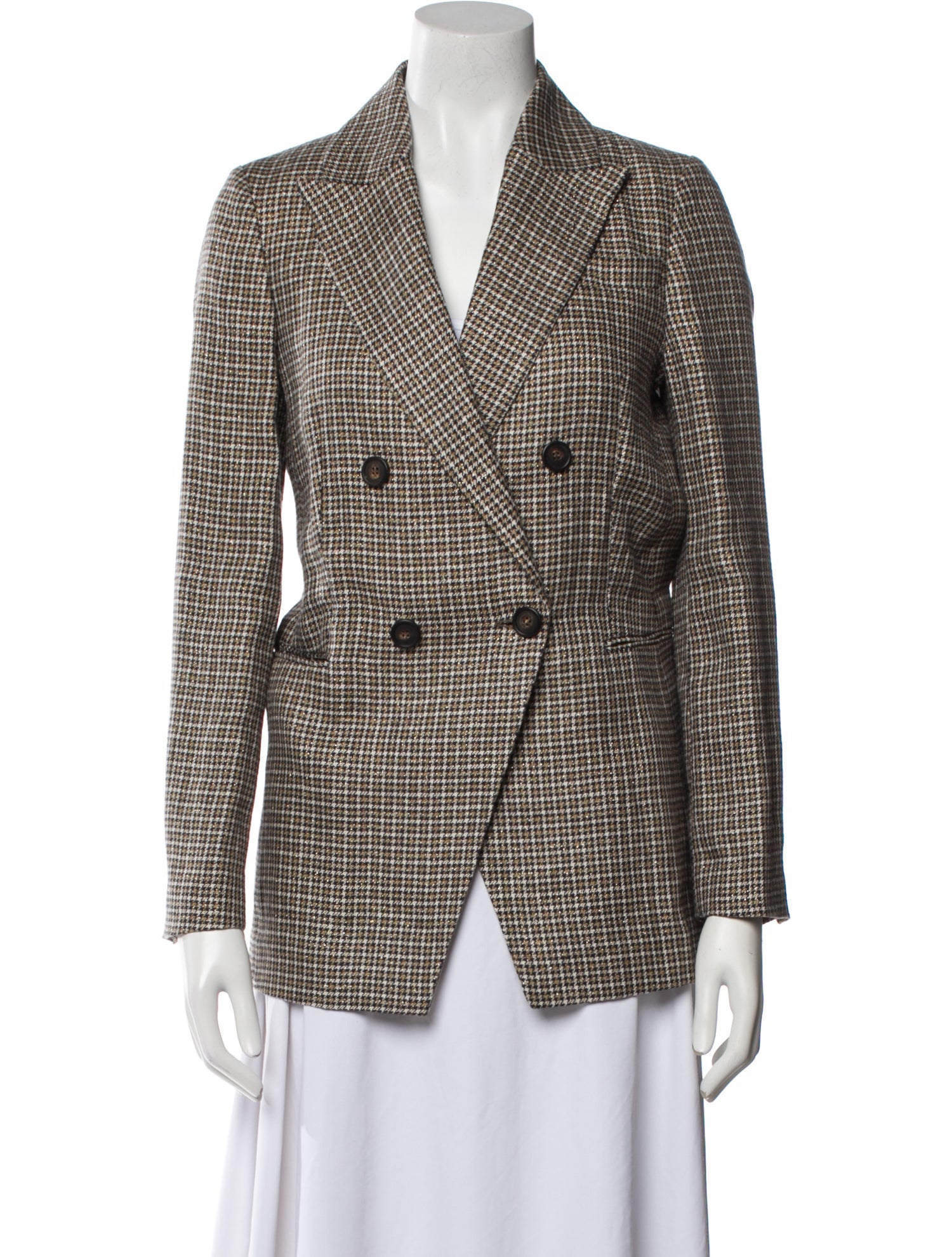 Brunello Cucinelli Linen Plaid Print Blazer w/ Tags