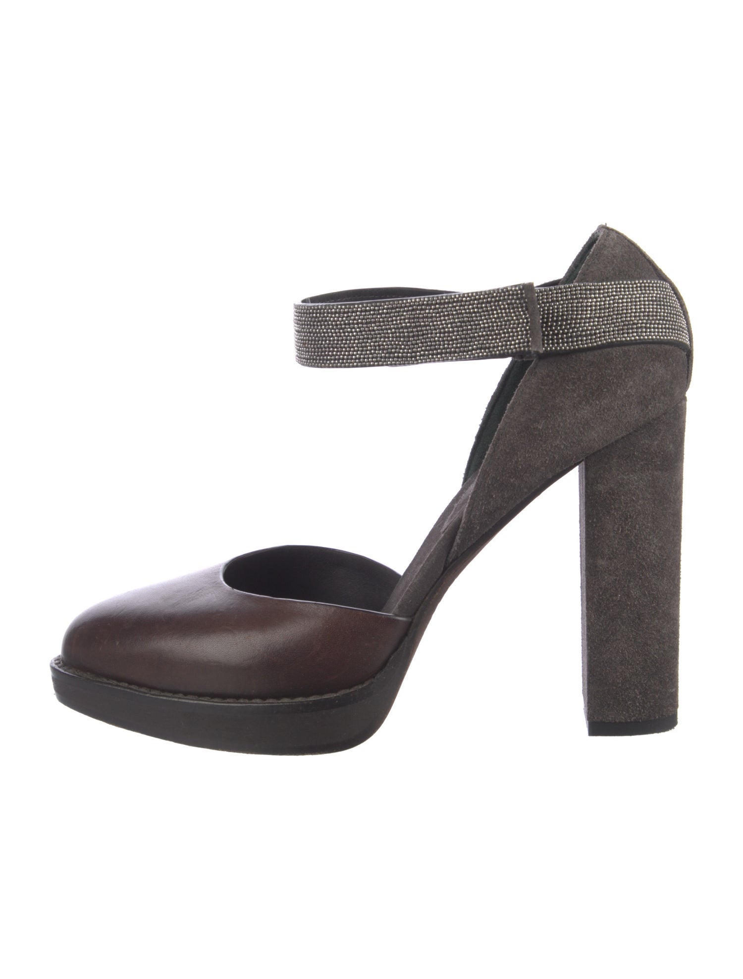 Brunello Cucinelli Suede Beaded Accents D'Orsay Pumps