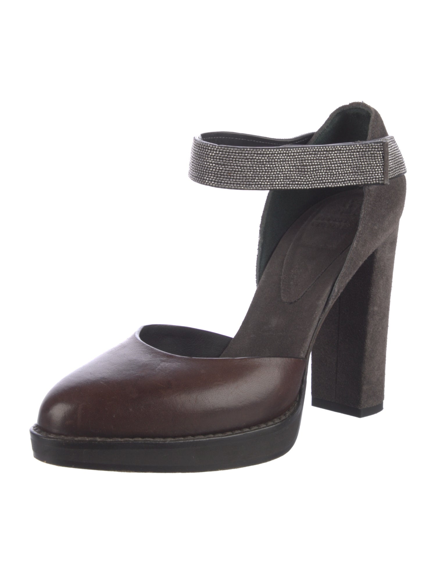 Brunello Cucinelli Suede Beaded Accents D'Orsay Pumps