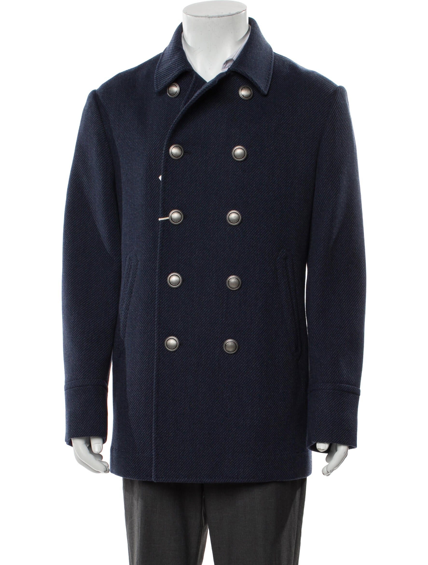 Brunello Cucinelli Wool Tweed Pattern Peacoat w/ Tags
