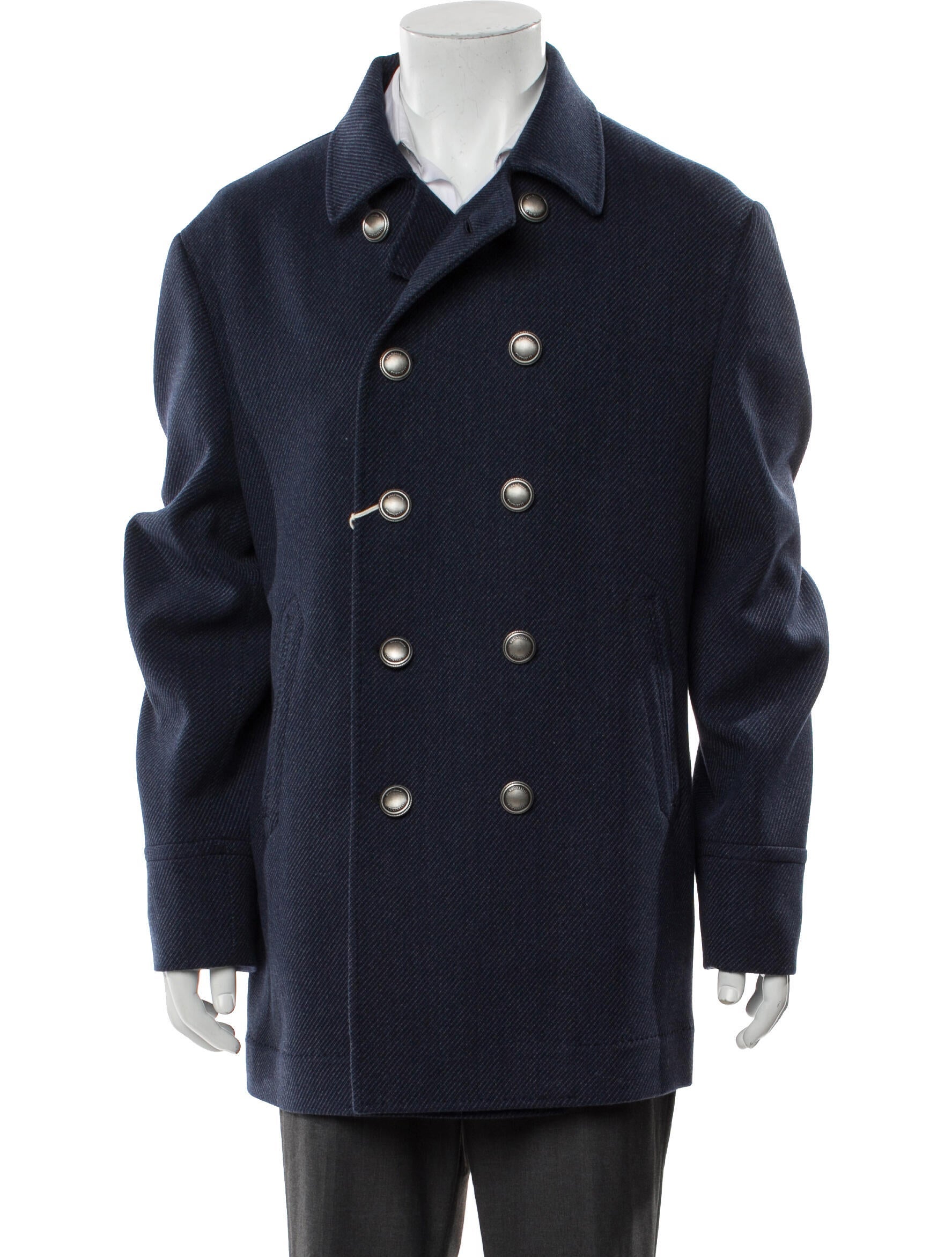 Brunello Cucinelli Wool Tweed Pattern Peacoat w/ Tags