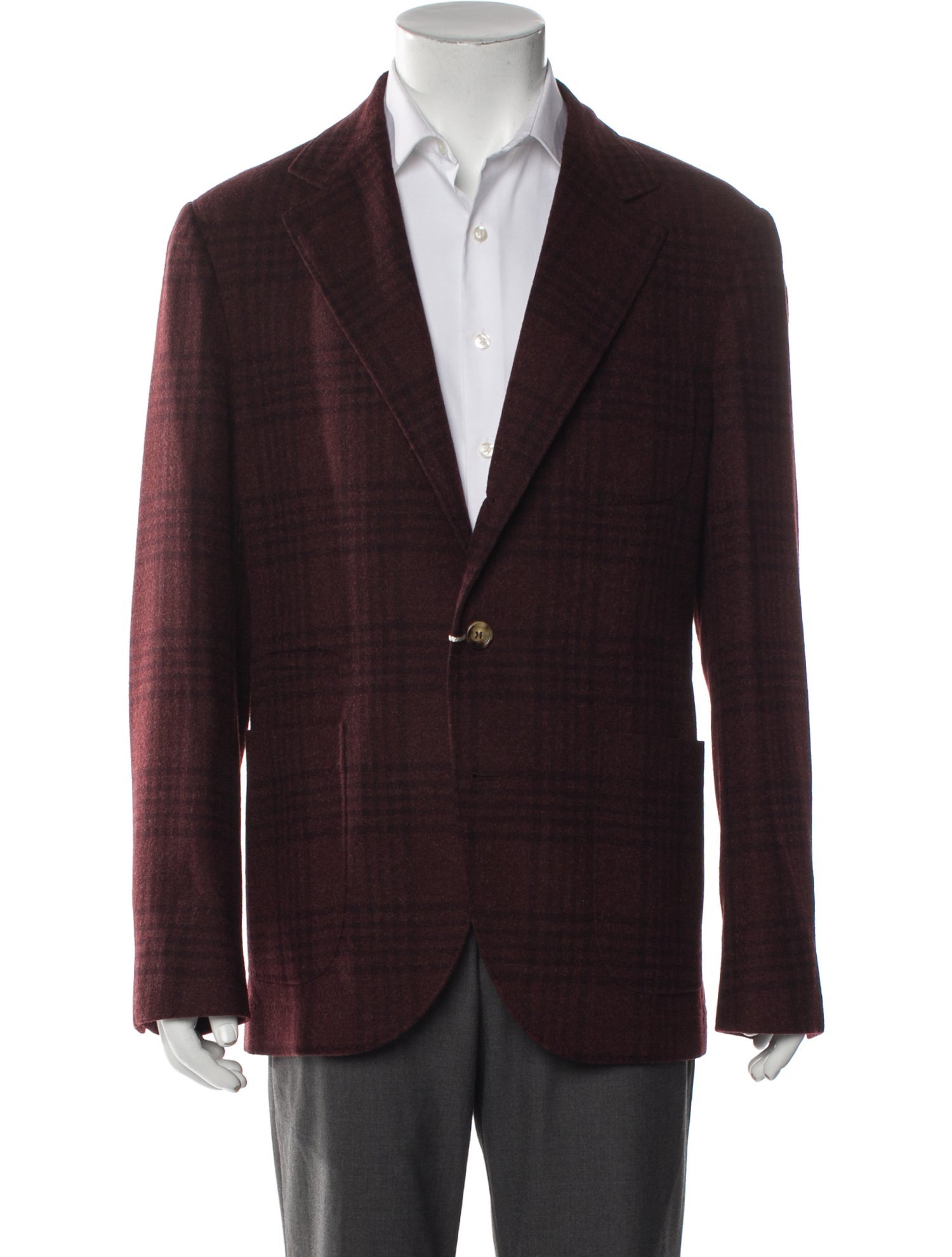 Brunello Cucinelli Wool Plaid Print Blazer