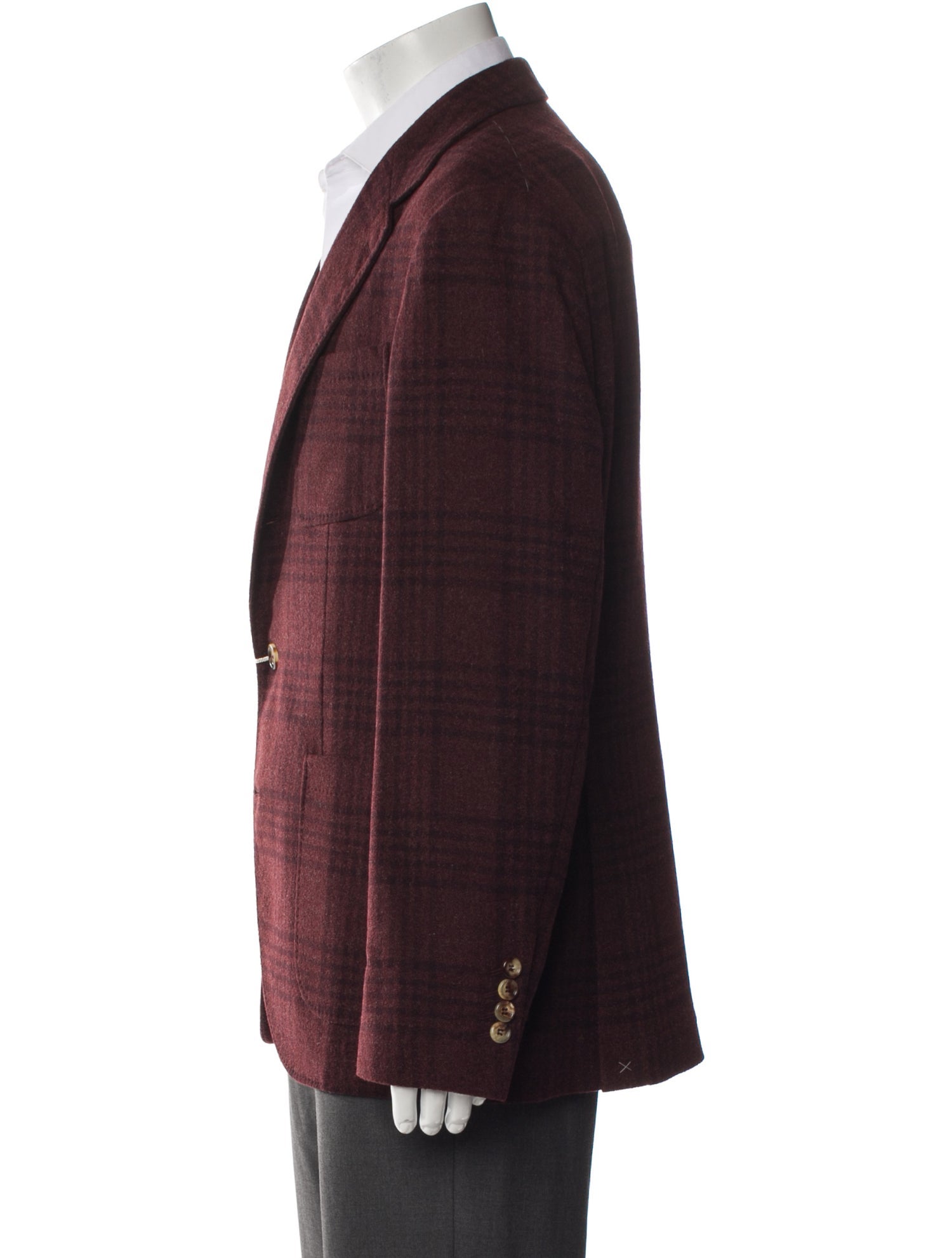 Brunello Cucinelli Wool Plaid Print Blazer