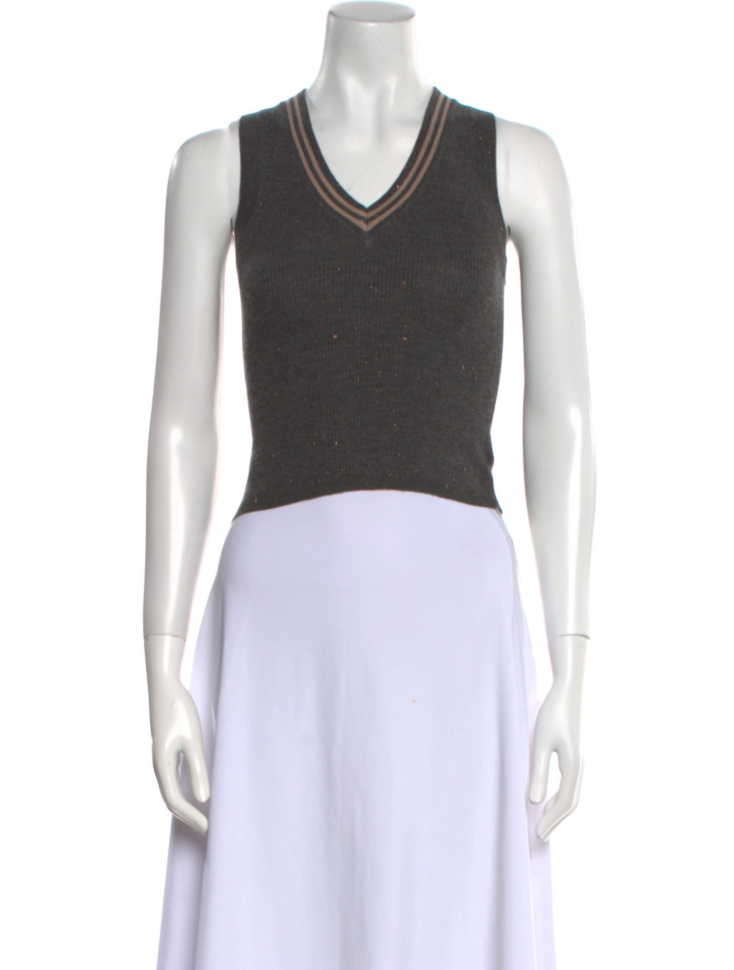 Brunello Cucinelli Cashmere V-Neck Crop Top