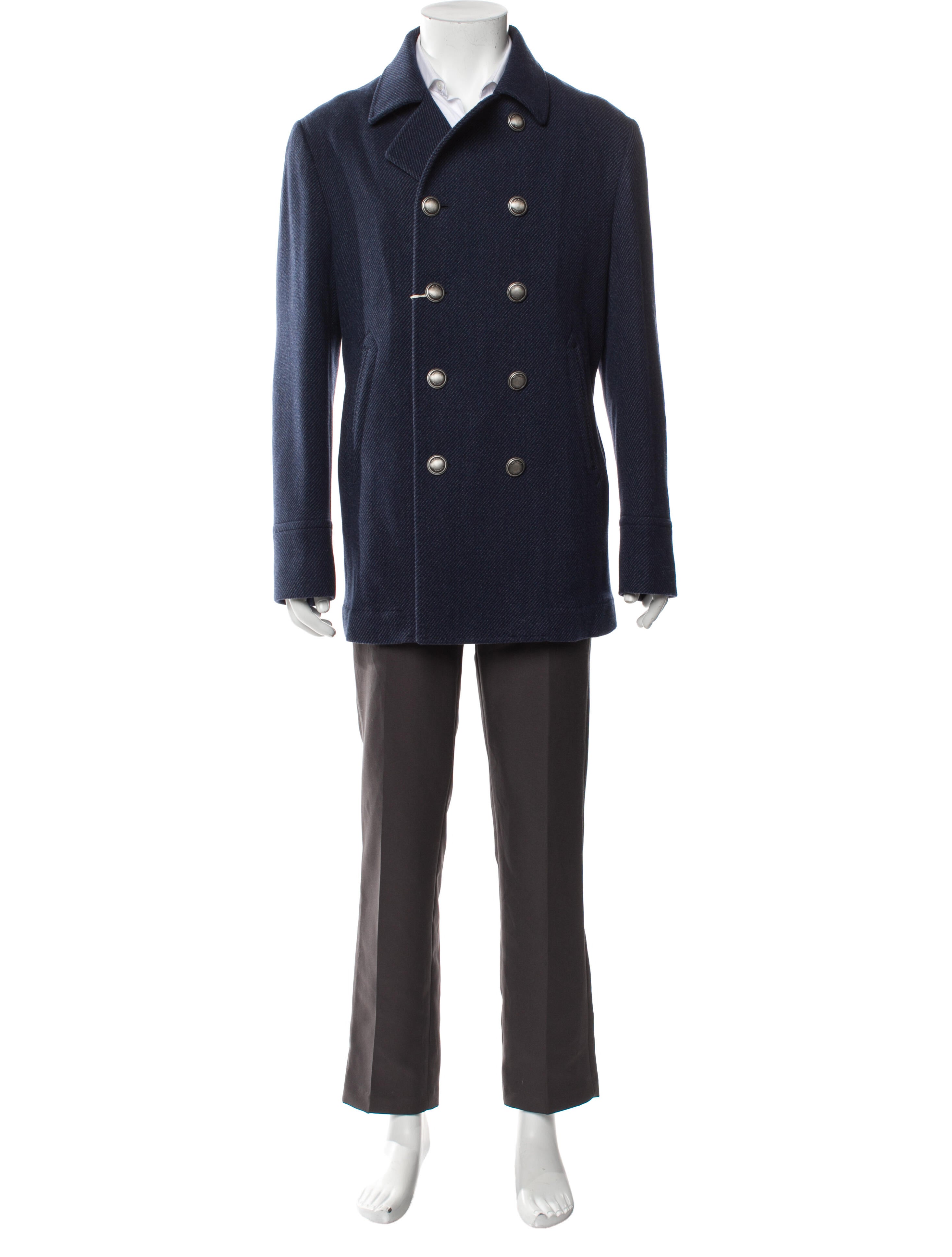 Brunello Cucinelli Wool Tweed Pattern Peacoat w/ Tags