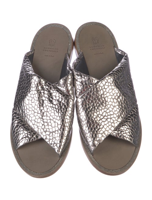 Brunello Cucinelli Monili Leather Slides