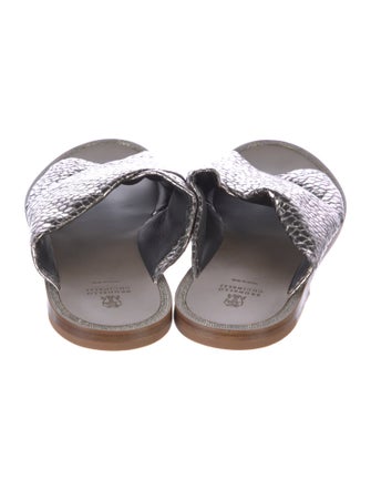Brunello Cucinelli Monili Leather Slides