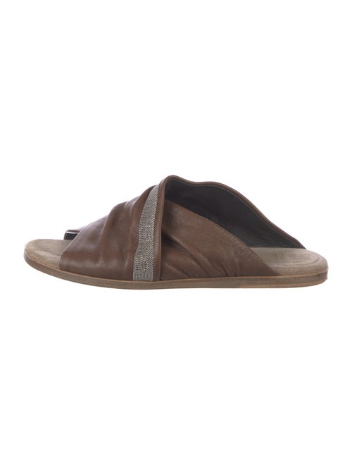 Brunello Cucinelli Monili Leather Slides