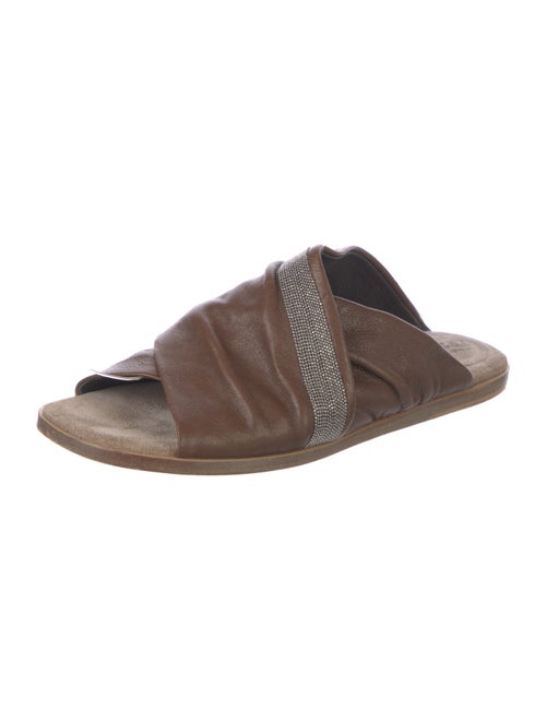 Brunello Cucinelli Monili Leather Slides