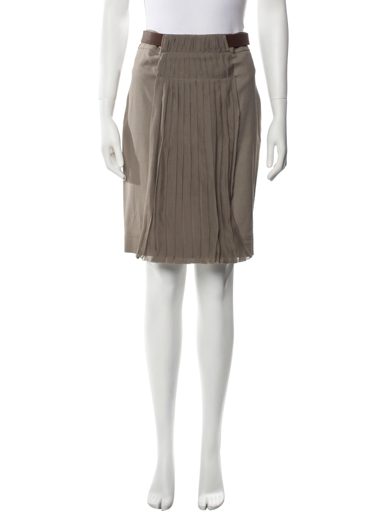 Brunello Cucinelli Pleated Accents Knee-Length Skirt