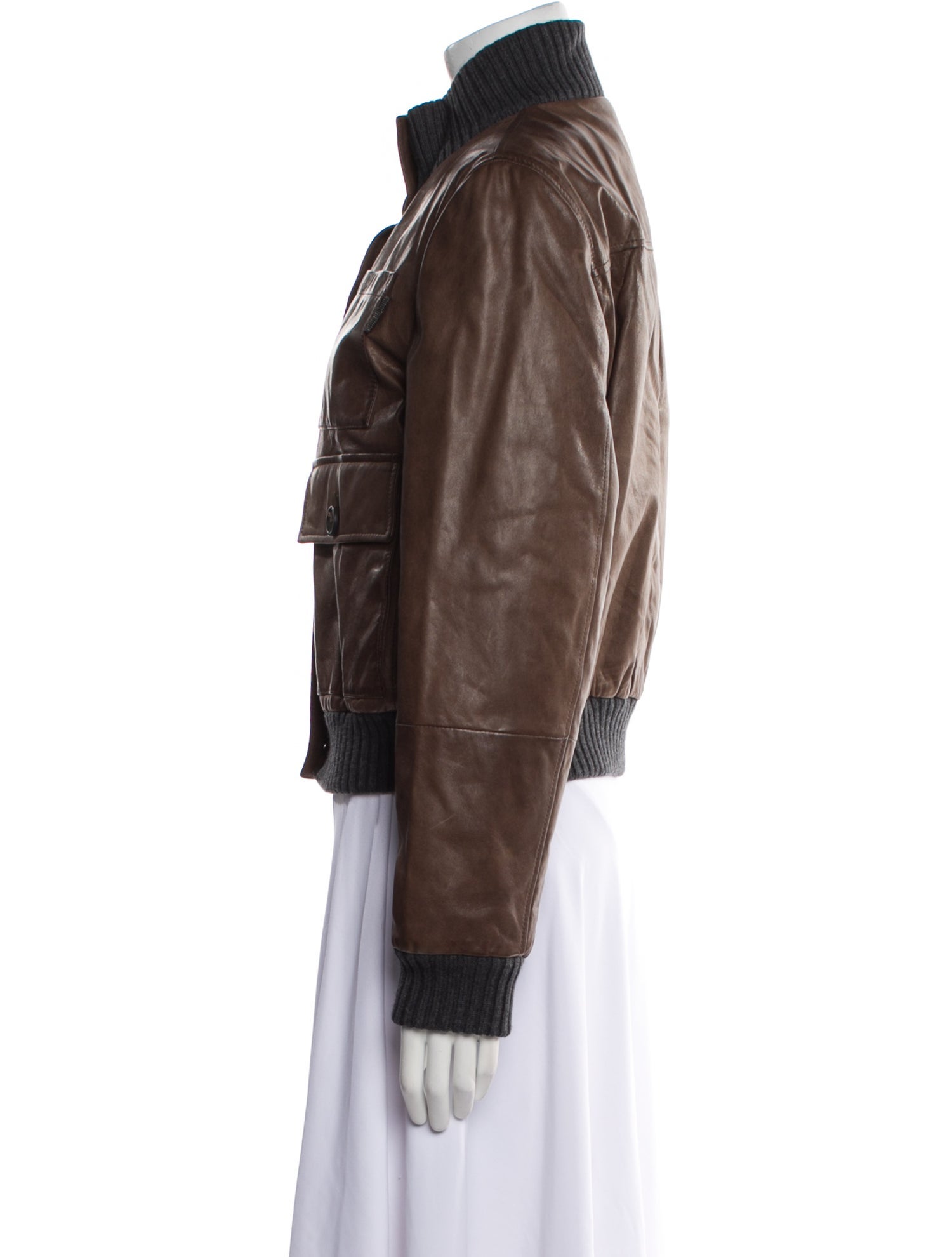 Brunello Cucinelli Leather Bomber Jacket w/ Tags