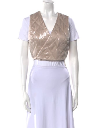 Brunello Cucinelli Satin V-Neck Crop Top