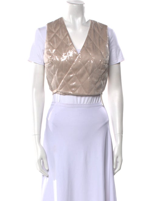 Brunello Cucinelli Satin V-Neck Crop Top